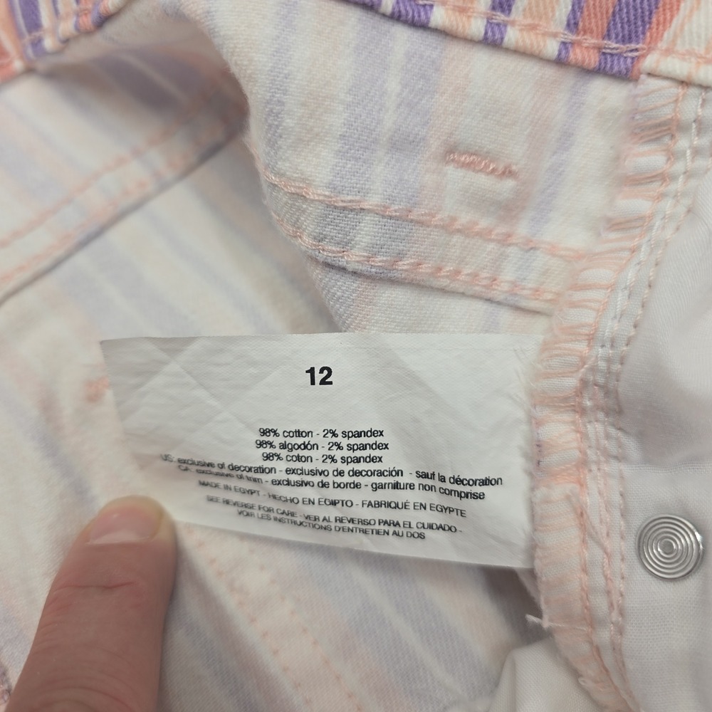 Gloria Vanderbilt Amanda Striped Capri Pants Womens 12 Purple Orange White Crop - Picture 6 of 6